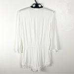 La Blanca Costa Brava White Crochet Trim Deep V-Neck Romper, Size Small Photo 1