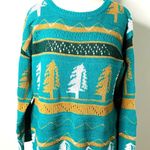 Green Pine Tree Holiday Sweater Winter Knit Pullover Casual Festive Jumper Sz L Size L Photo 0