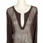 La Blanca  Swim Cover Up Tunic Size Large Brown Sequin Sheer Resort Wear Vacation Photo 2