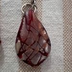 Glass Red and Silver Dangly‎ Earrings Photo 2