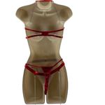 Womens Red Hot Sexy Lingerie Naughty Play Set 3 Pcs Sleepwear Lace Medium Photo 8