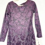 Vintage Velvet Burnout Midi Dress Womens Small NEW NOS Purple Whimsigoth Y2k 90s Photo 2