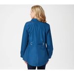 Susan Graver  Women’s Jacket Water Resistant Zip-Front Grommet Trim Blue Size M Photo 14