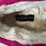 Talbots  Fuchsia Bow Slippers cream colored fuzzy on inside size 7.5 Photo 2