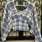 Free People long bubble sleeves ruched crop top Photo 0