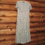 Mac Duggal  Green Multicolor Embroidered V Neck Cap Sleeve Midi Dress 35104 Photo 6