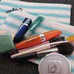 Set of 2 Blue Lace Stripe Zippered Clutch Makeup Bag Travel Kit NEW with tags White Photo 4