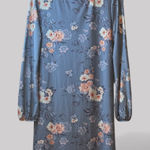 SO  Womens NWT Long Sleeve Floral Dress Size L Blue Pink Gray Crew Neck Casual Photo 0