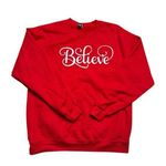 Gildan Red Believe Bold Cursive Sweatshirt Photo 0