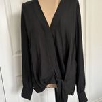 Chelsea28 Womens Faux Wrap Top Long Sleeve V Neck Blouse Black Size (M) Photo 0
