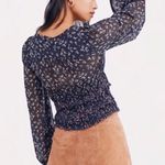 Free People Floral Printed Lolita Long Sleeve Top Black Combo Smocked Size XS Photo 1