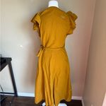 Madewell  wrap maxi linen blend Mustard Wrap Dress Photo 3