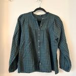 Madewell Plaid Balloon-Sleeve Peasant Top Green Black Size XS Photo 2