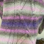 Handmade Purple Cable Knit Grannycore Sweater Purple Gray Chunky Stripe‎ Size M Colorful Photo 4