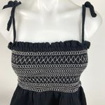 Free People Black White Ruffle Tie Sleeve Button Peplum Blouse Tank Top Size M Photo 2