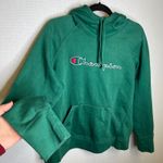 Champion Green Hoodie Sweatshirt Logo Graphic Pullover Hooded Fleece Large Photo 0