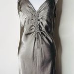 ZARA Green Gray Satin Maxi Slip Dress Photo 2