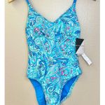 Vera Bradley NWT  Carly V-Neck Reversible Blue Paisley One Piece Swimsuit Photo 2