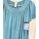Adonna Sleepwear Embroidered Neck Short Sleeve Nightgown Sleep Dress Petite PM Blue Size M Photo 1