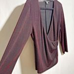 VTG 90s Y2K Connected Top Black Red Glitter V Neck Long Sleeve Witchy Witch USA Size L Photo 0