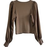 Sundry Anthropologie  Mixed Media Top Long Sleeve Bell Sleeve Shirt Sz 2 / Medium Photo 2