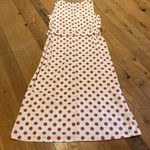 ZARA  V Neck Sleeveless Cream Rust Red Polka Dot Split Front Belted Dress SMALL Photo 11