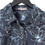 Lela Rose Butterfly Print Cotton Long Sleeve Shirt 8 Navy Blue Photo 2