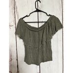 Urban Outfitters  Ecote Off The Shoulder Boho Ruffle Crop Top - Green /Size Small Photo 1