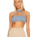 We Wore What Blue Halter Crop Top Size XS NWT Tie Neck Halter Top Photo 0