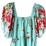 Floral Puff Sleeve Dress Blue Size XL Photo 2