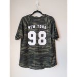 Forever 21 2/15 Women's Camo Baseball Jersey Green Short Sleeve Size Large Photo 8