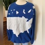 Vintage Indiana home USA map Appliqué sweatshirt Oversized Crewneck teacher 3X Blue Photo 2