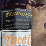 Vintage 70s Tocci England Faux Fur Suede Belted Coat Burgundy Lined Elegant Boho Brown Size M Photo 14