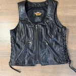 Harley Davidson Black Leather Vest with Lace Photo 0