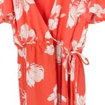 Francesca's Mi Ami Dawn Floral Wrap Dress Coral Pink Floral Print Dress Large Photo 5