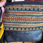 NWOT Vaalbara Colorful Hand Woven Crossbody Clutch with Black Leather Strap 9X9 Photo 6