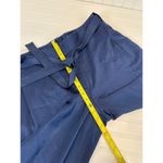 Halston Heritage Halston Wide Leg Pants Navy Blue Satin Gorgeous High Waisted Belted Size 14 Photo 5