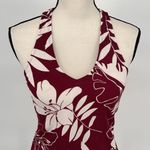 Cherokee Red Floral Hawaiian Halter Tie Tankini Top Swimsuit Built in Bra Size 8 Photo 3