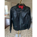 Preston & York  Genuine Lambskin Leather Jacket Black Zip Front XL Vintage Moto Photo 1