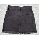 Madewell  Women’s Black Mini Jean Skirt Sz 27 Rigid Denim‎ A Line Fray Edge Photo 3