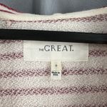 THE GREAT. Striped Pullover Hoodie French Terry Oversized Size 0 XS Missing Lace Red Photo 2