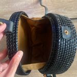 Round Ratan Floral Woven Purse Wicker Circle Boho Beach Vacation Crossbody Bag Black Photo 1