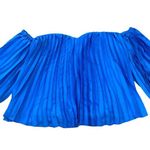 EXPRESS Neon cobalt pleated off the shoulder balloon sleeve top Photo 1