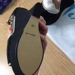 New Women’s Mixx Platform Wedge Sandals Strappy Suede Feel Black Silver Size 5.5 Photo 5