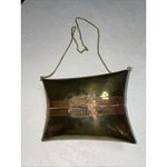 1930s Brass Pillow Purse – Velvet Trim Vintage Art Deco Evening Bag Photo 1
