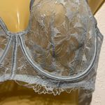 Victoria's Secret Victoria’s Secret Light Blue Sheer Lace Unlined Bra 36DD Satin Trim Corset Wire Photo 3