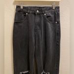 White Fox Boutique  Current Moment Black Acid Wash Distressed Cut Out Jean Size S Photo 4