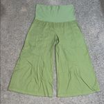 XCVI Wearables Foldover Flare Wide Leg Palazzo Pants Green Large Photo 1