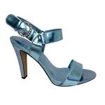 Karl Lagerfeld  PARIS Cieone Blue Metallic High 4in Heel Holiday Party NWT Size 7 Photo 2