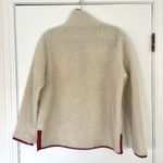 L.L. Bean Signature Cream Sherpa Fleece Pullover Women's Small Quarter Zip Red Photo 5
